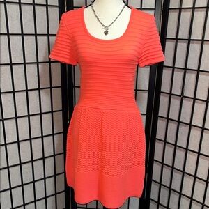 Francesca's Collections Fit and Flare Ribbed Mini Dress in Pink